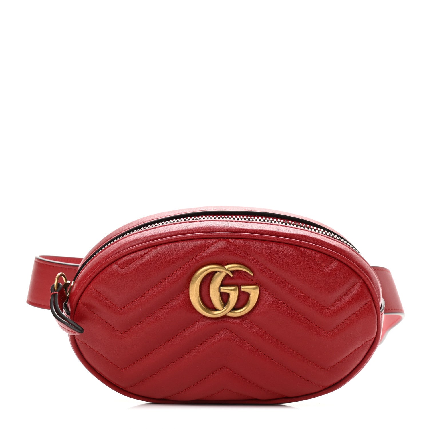 Gucci Calfskin Matelasse GG Marmont Belt Bag 85 34 Hibiscus Red 1 of 11
