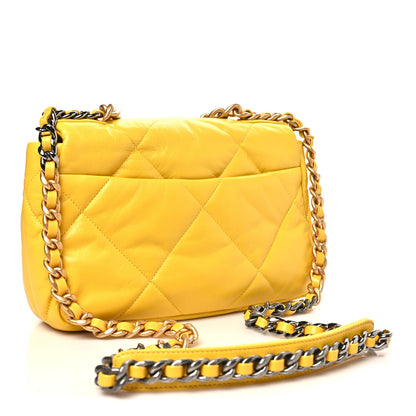Chanel Shiny Goatskin Quilted Medium Chanel 19 Flap Yellow 3 of 10