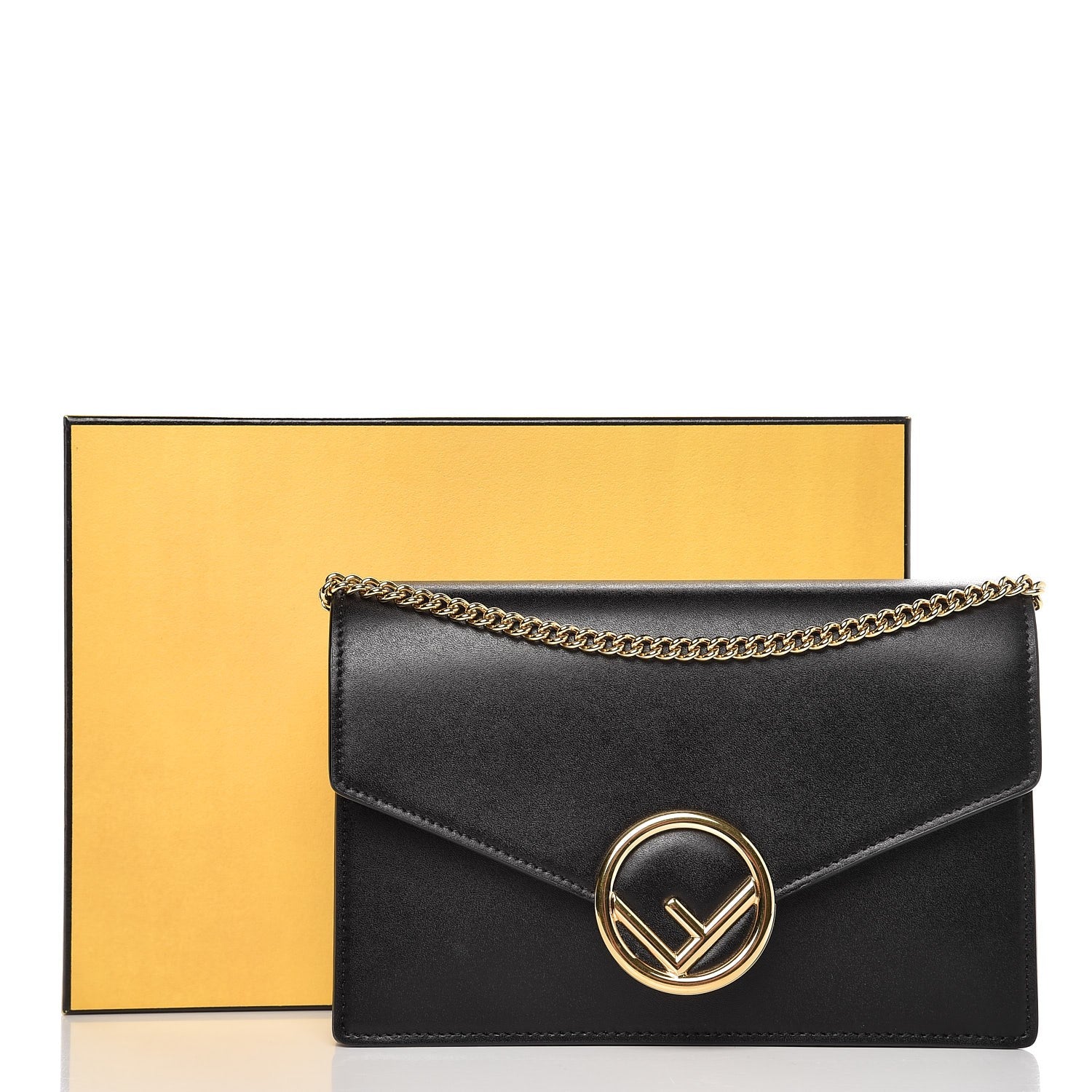 Fendi Vitello Liberty Lucido F is Fendi Medium Envelope Wallet on Chain Black 8 of 8