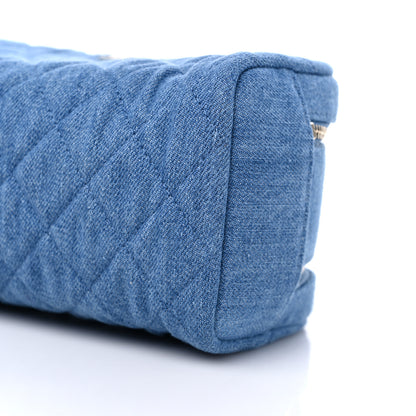 Chanel Denim Quilted Toiletry Case Blue 9 of 10