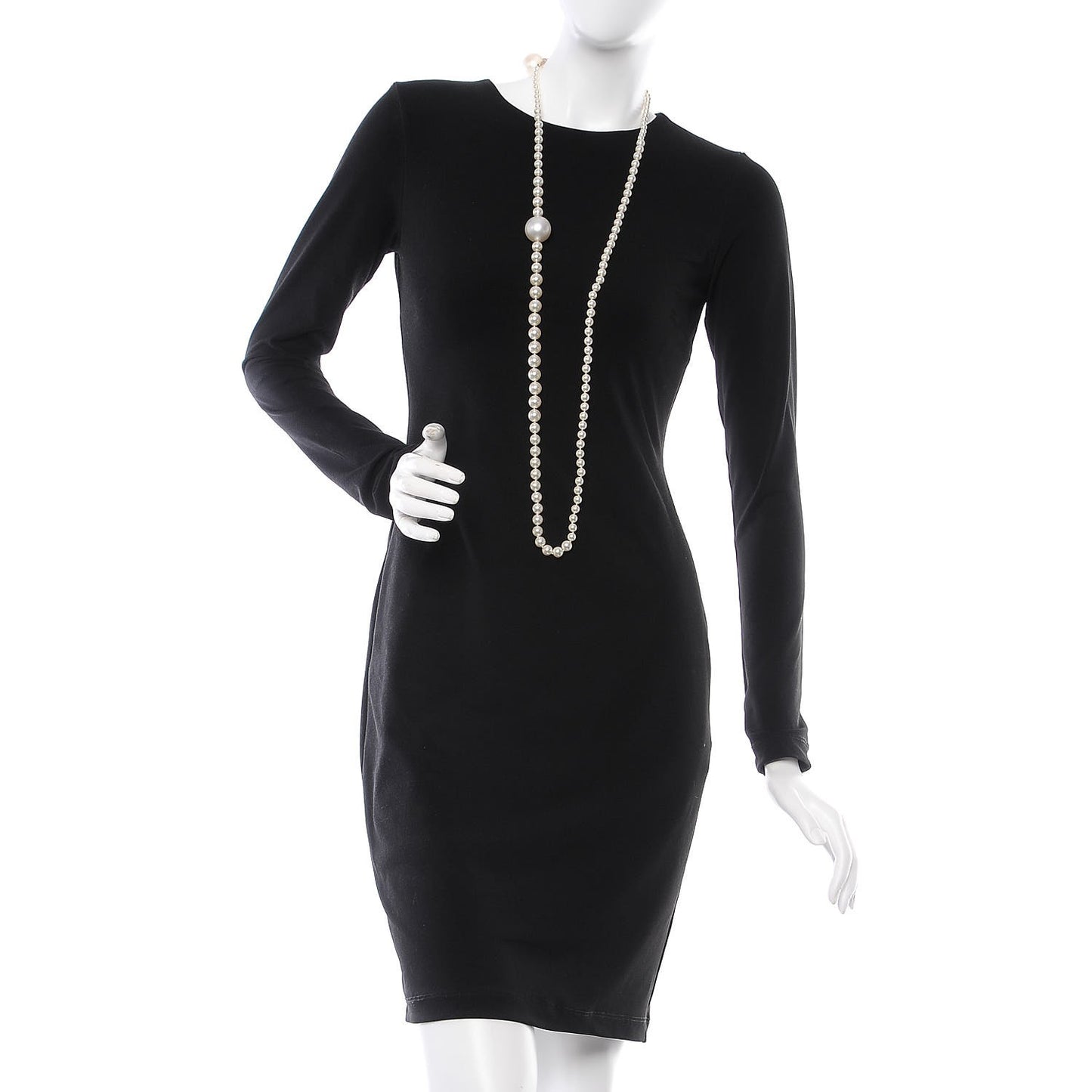 Graduated Pearl CC Long Necklace Light Gold