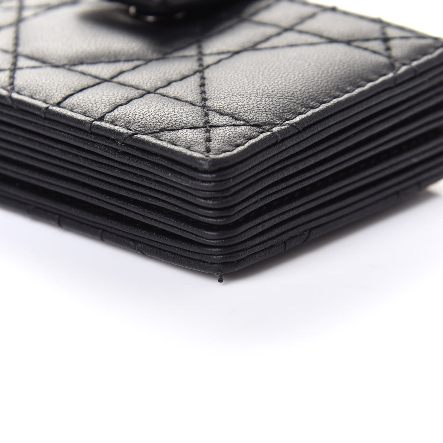 Ultra Matte Calfskin Cannage Lady Dior 5-Gusset Card Holder Black