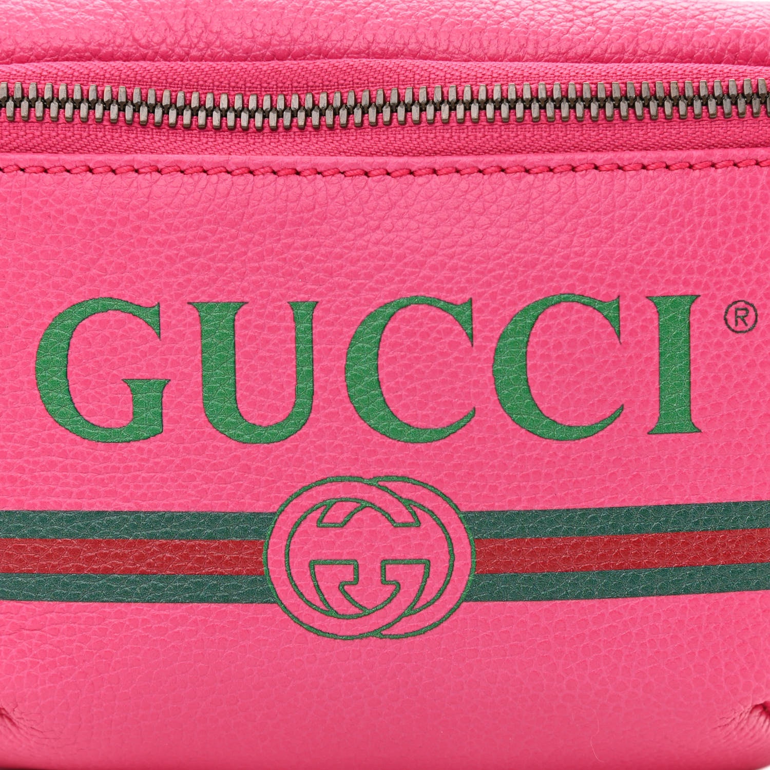 Gucci Grained Calfskin Small Logo Belt Bag Box Pink Green 8 of 10