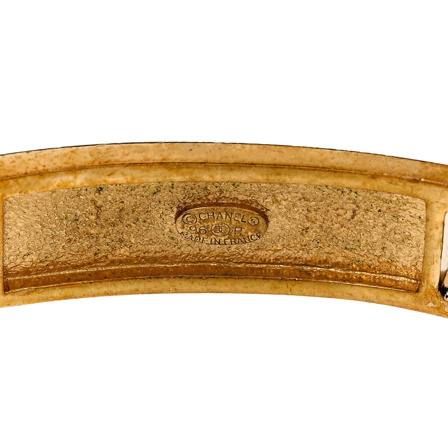 Chanel Metal Lambskin Name Plate Bracelet Black Gold 4 of 4