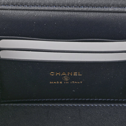 Chanel Wool Plaid Quilted Small Vanity Case With Chain Blue 7 of 12