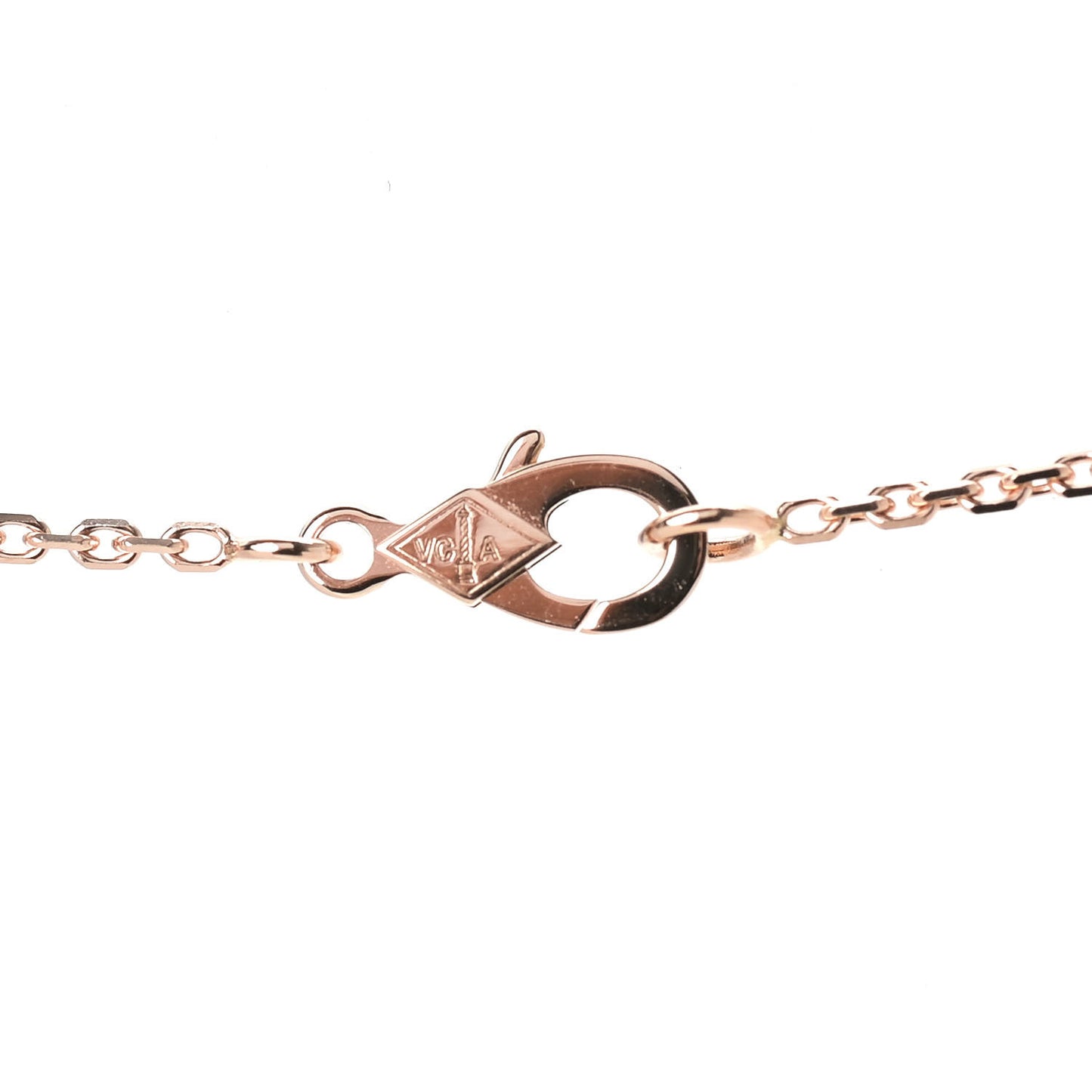 18K Rose Gold Diamond Rhodonite Vintage Alhambra Pendant Necklace