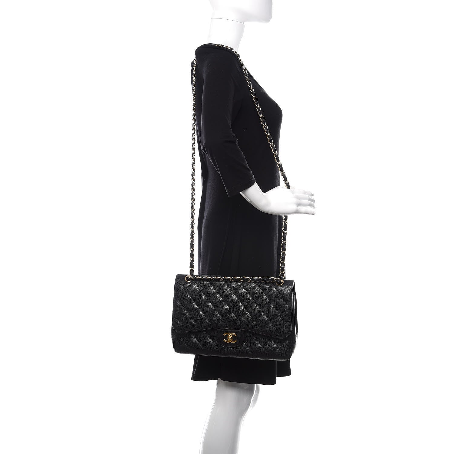 Chanel Caviar Quilted Jumbo Double Flap Black 3 of 11