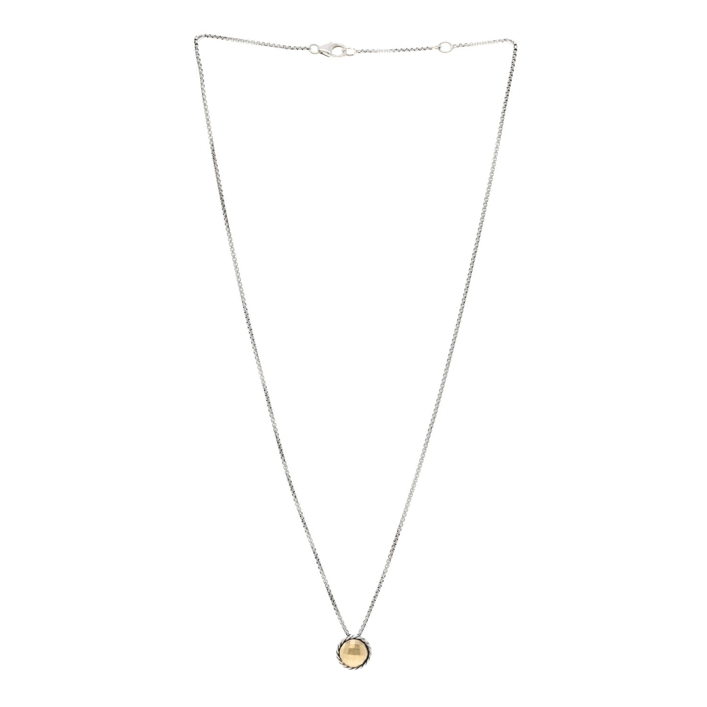 Sterling Silver 18K Yellow Gold 8mm Petite Chatelaine Pendant Necklace