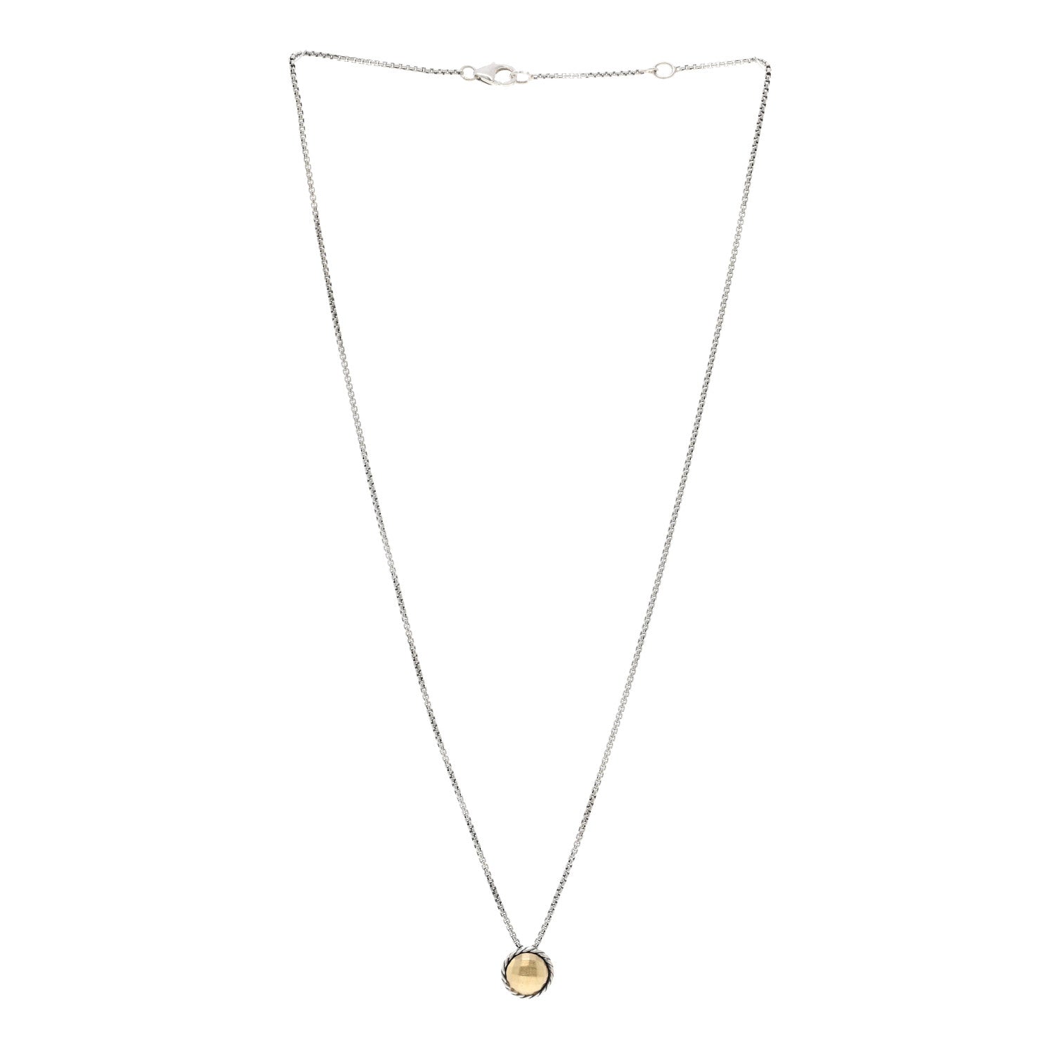 David Yurman Sterling Silver 18K Yellow Gold 8mm Petite Chatelaine Pendant Necklace 3 of 4