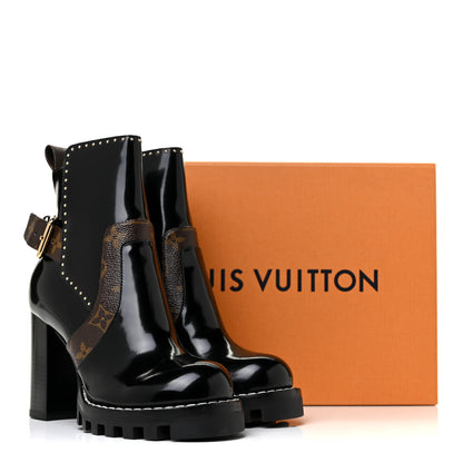 Louis Vuitton Glazed Calfskin Monogram Star Trail Ankle Boots 35 Black 9 of 9