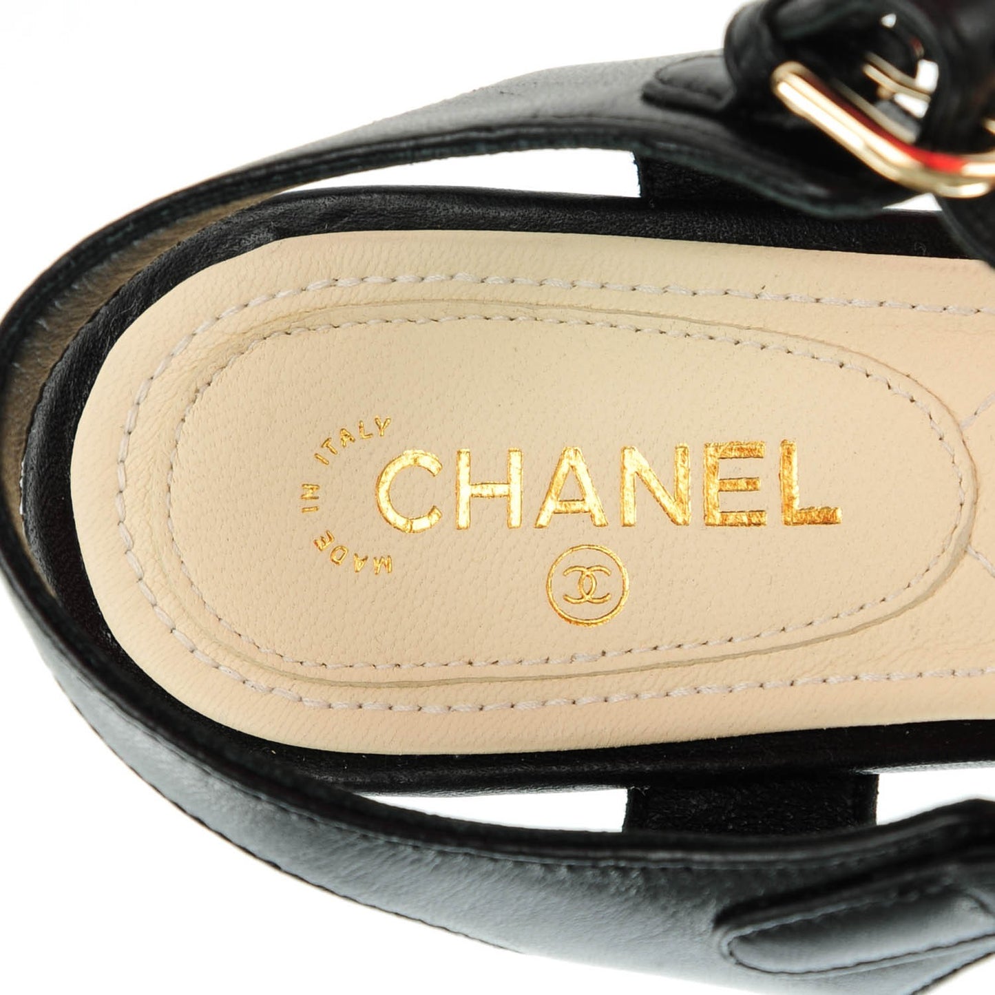 Lambskin Quilted Reissue Chain Sandals 36.5 Black