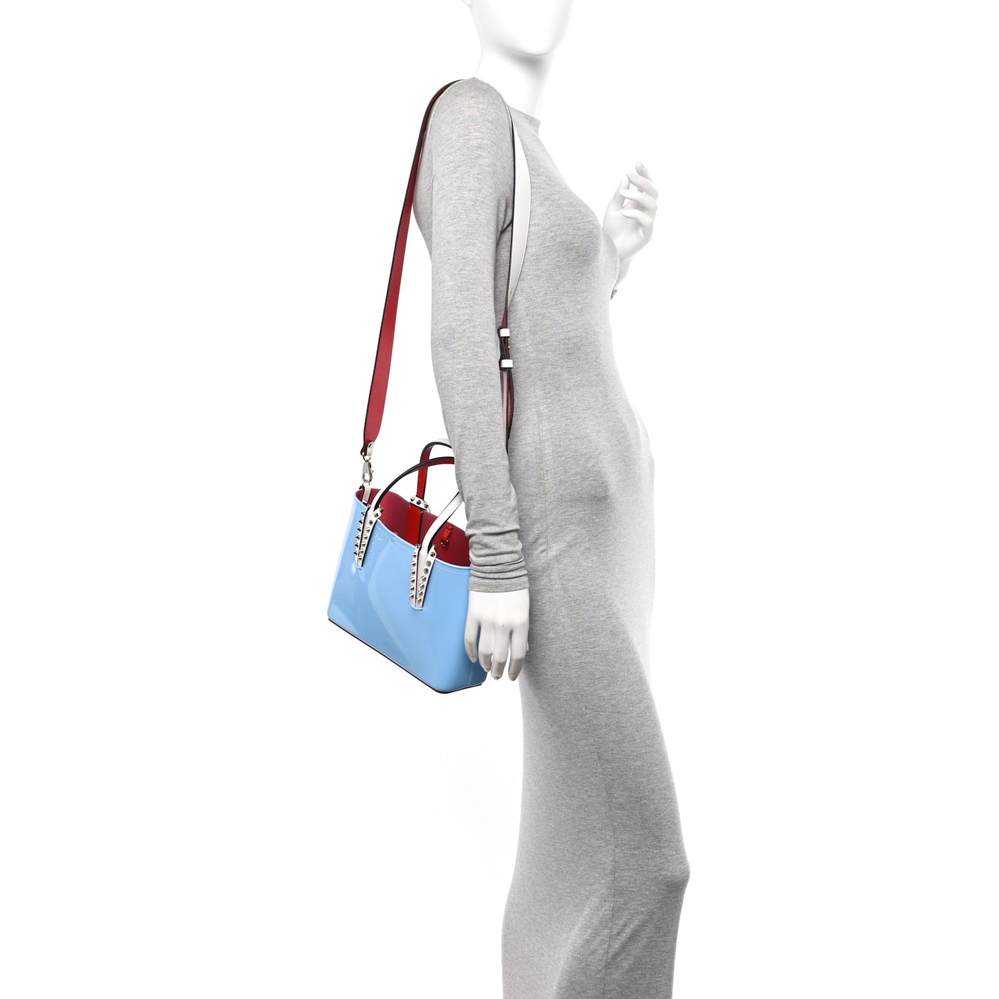 Patent Calfskin Spikes Mini East West Cabata Tote Splash