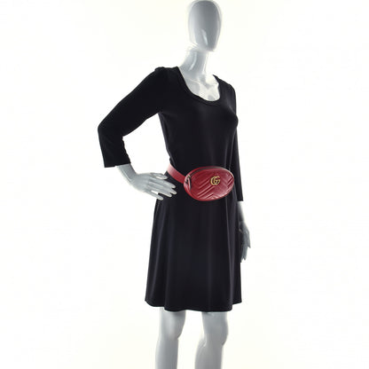 Gucci Calfskin Matelasse GG Marmont Belt Bag 85 34 Hibiscus Red 2 of 11