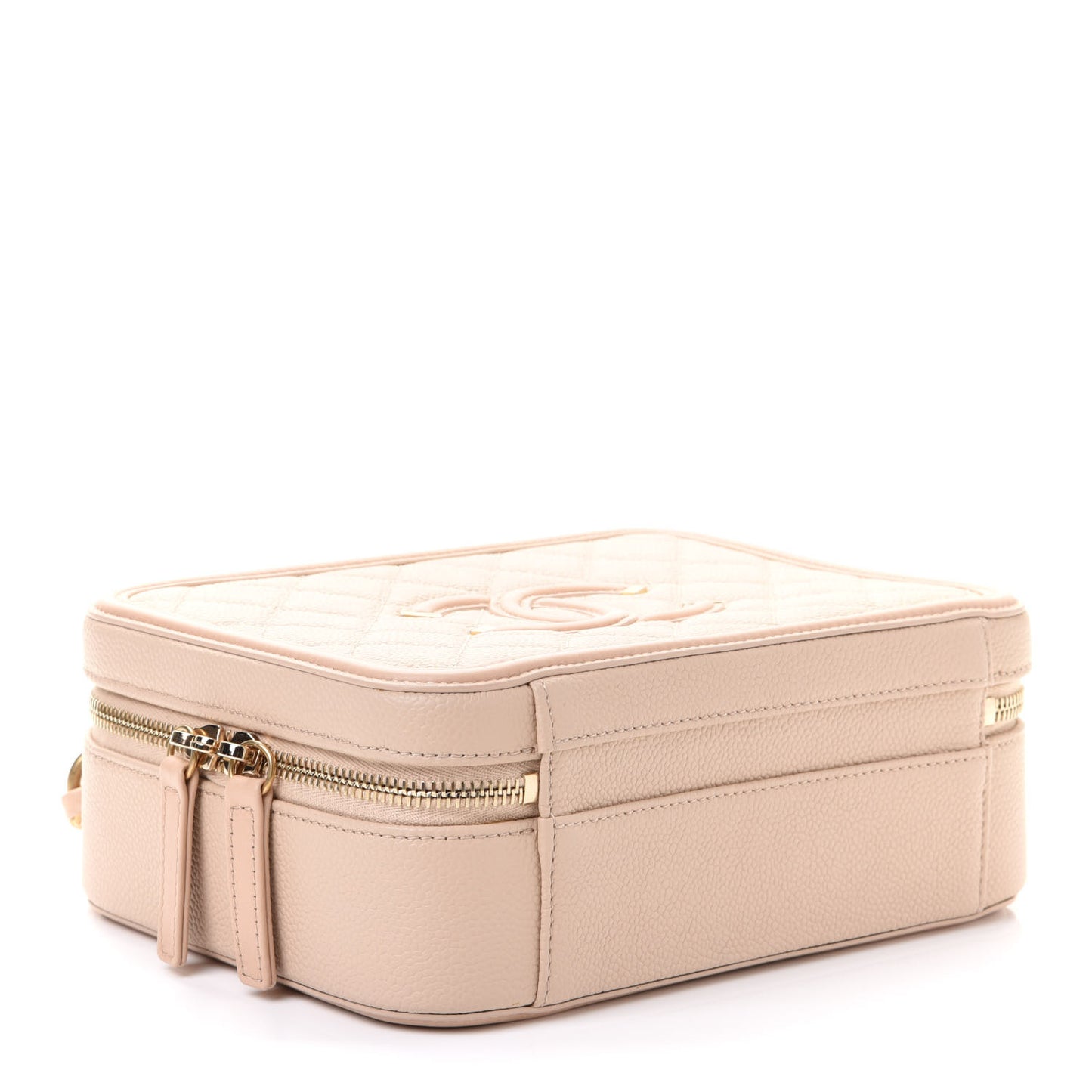 Caviar Quilted Medium CC Filigree Vanity Case Beige