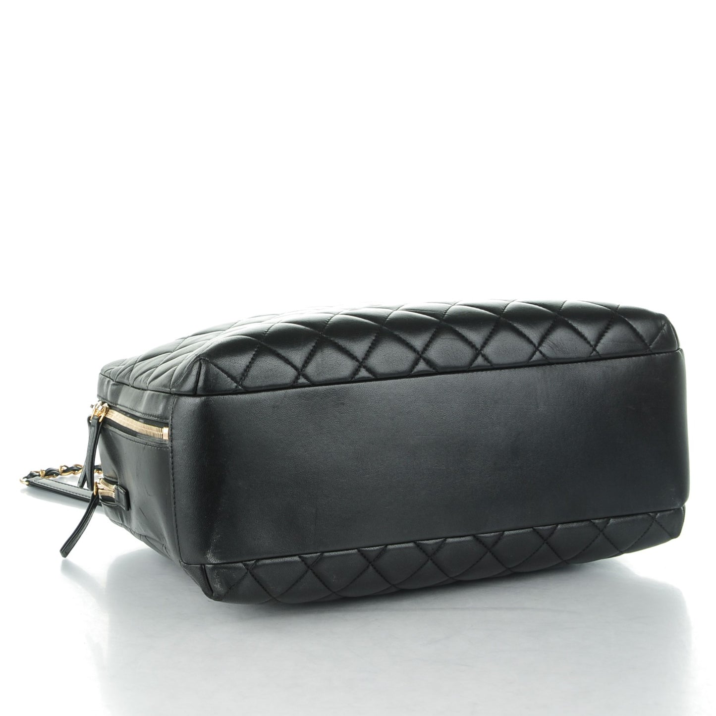Lambskin Quilted Trendy CC Bowling Bag Black