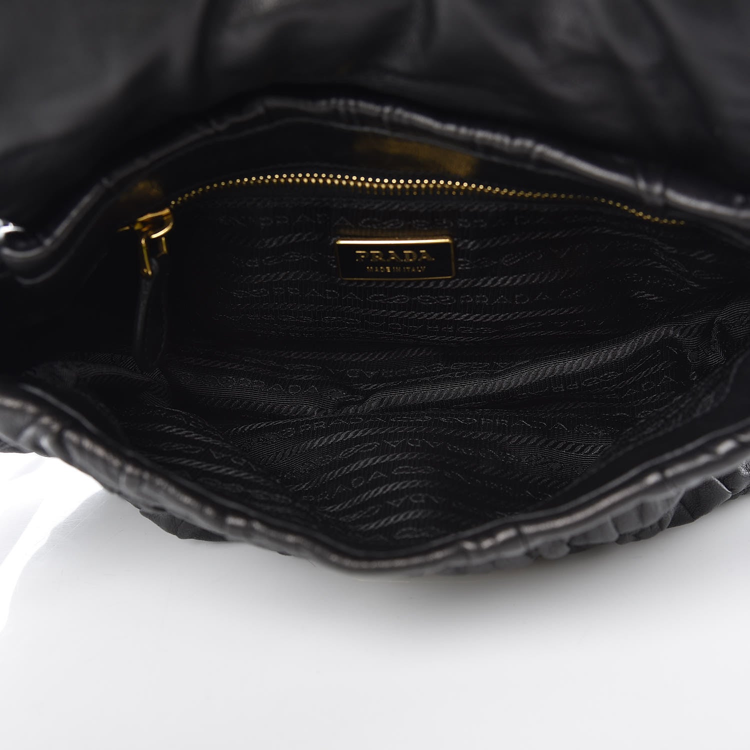 Prada Nappa Dressy Gaufre Flap Bag Black 5 of 10