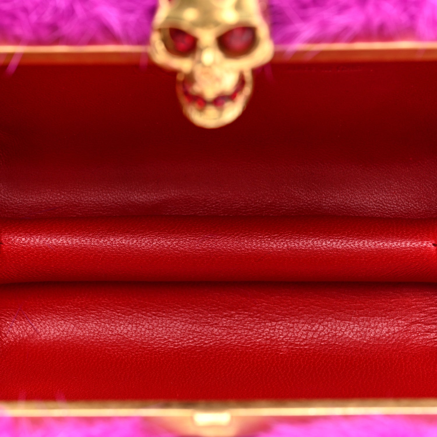 Alexander McQueen Mink Fur Britannia Skull Box Clutch Fuchsia 5 of 9