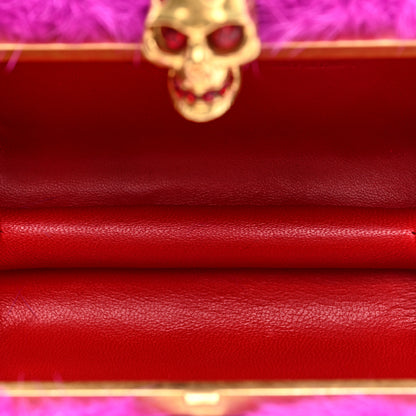Alexander McQueen Mink Fur Britannia Skull Box Clutch Fuchsia 5 of 9
