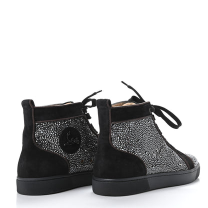 Christian Louboutin Womens Veau Velours Strass Louis Flat Sneakers 38.5 Black Silver 4 of 8