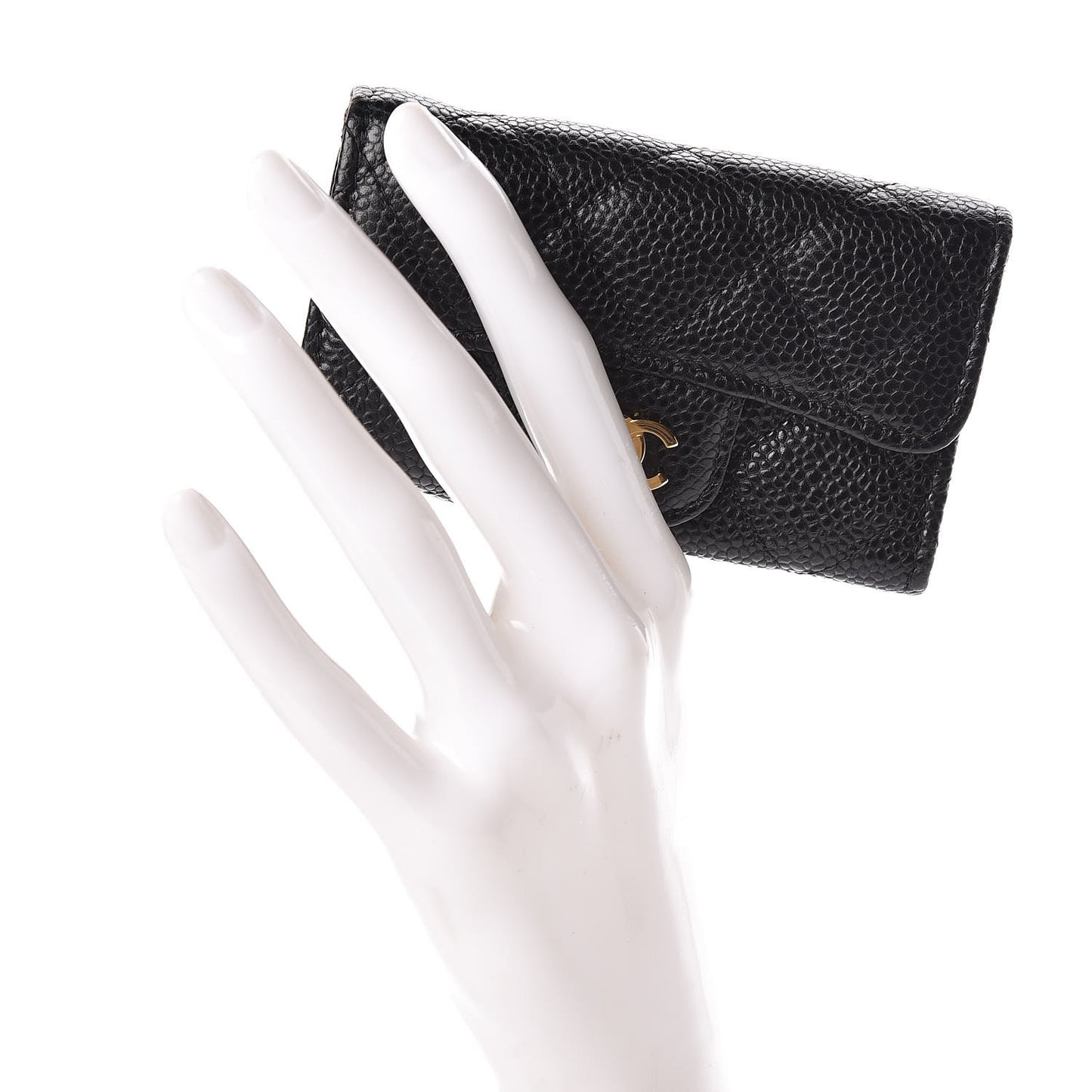 Caviar Quilted 6 Key Holder Black