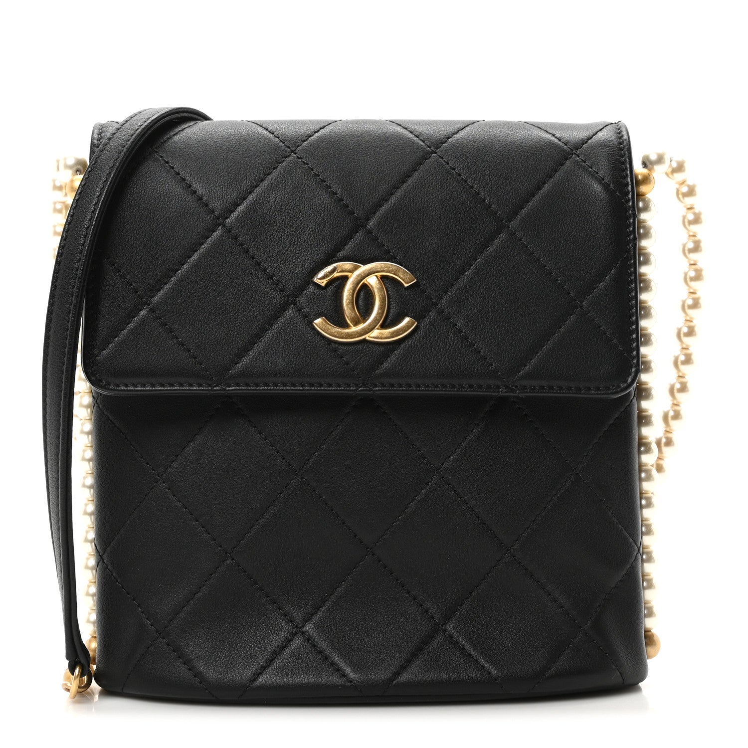 Chanel Calfskin Quilted Pearl Small About Pearls Hobo Bag Black 1 of 10