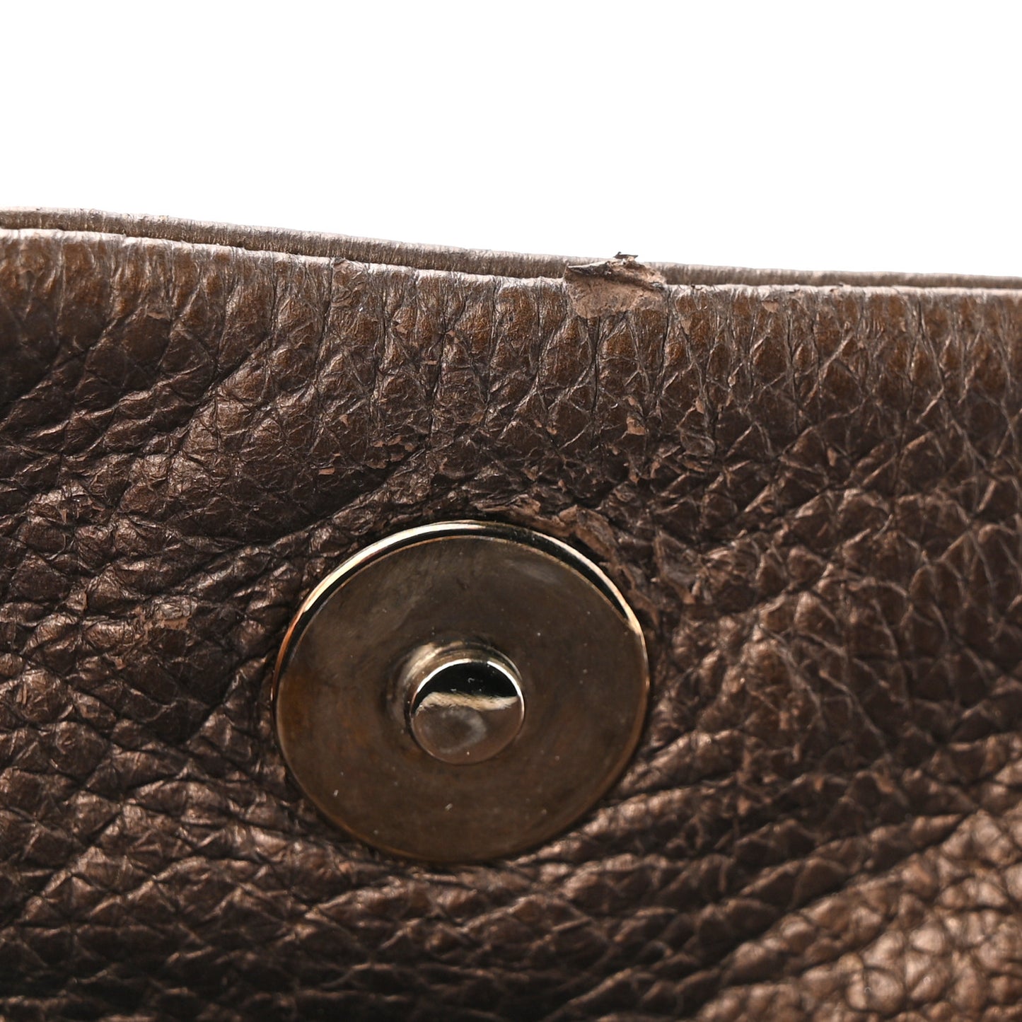 Metallic Deerskin Small Luxe Ligne Flap Bronze