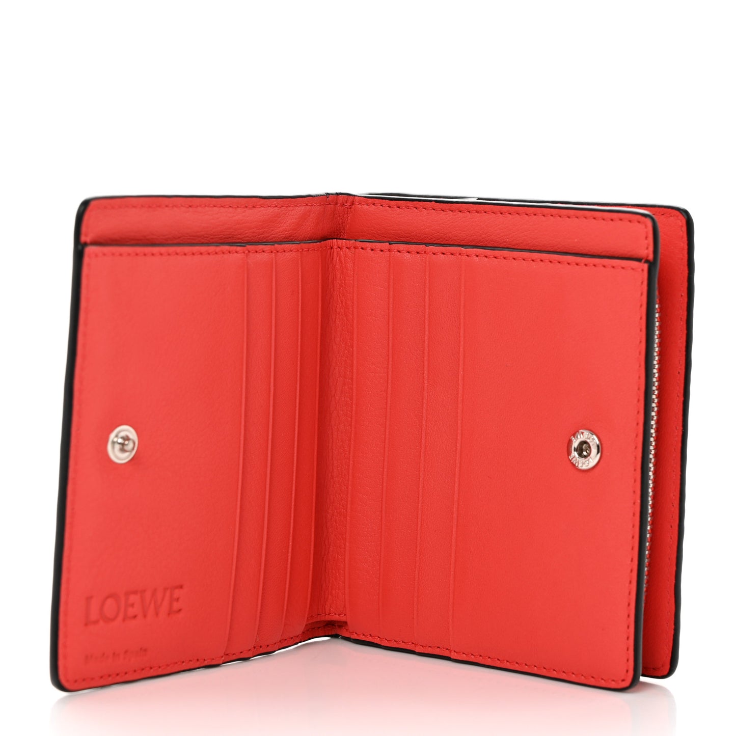 Calfskin Embossed Compact Zip Wallet Pomodoro