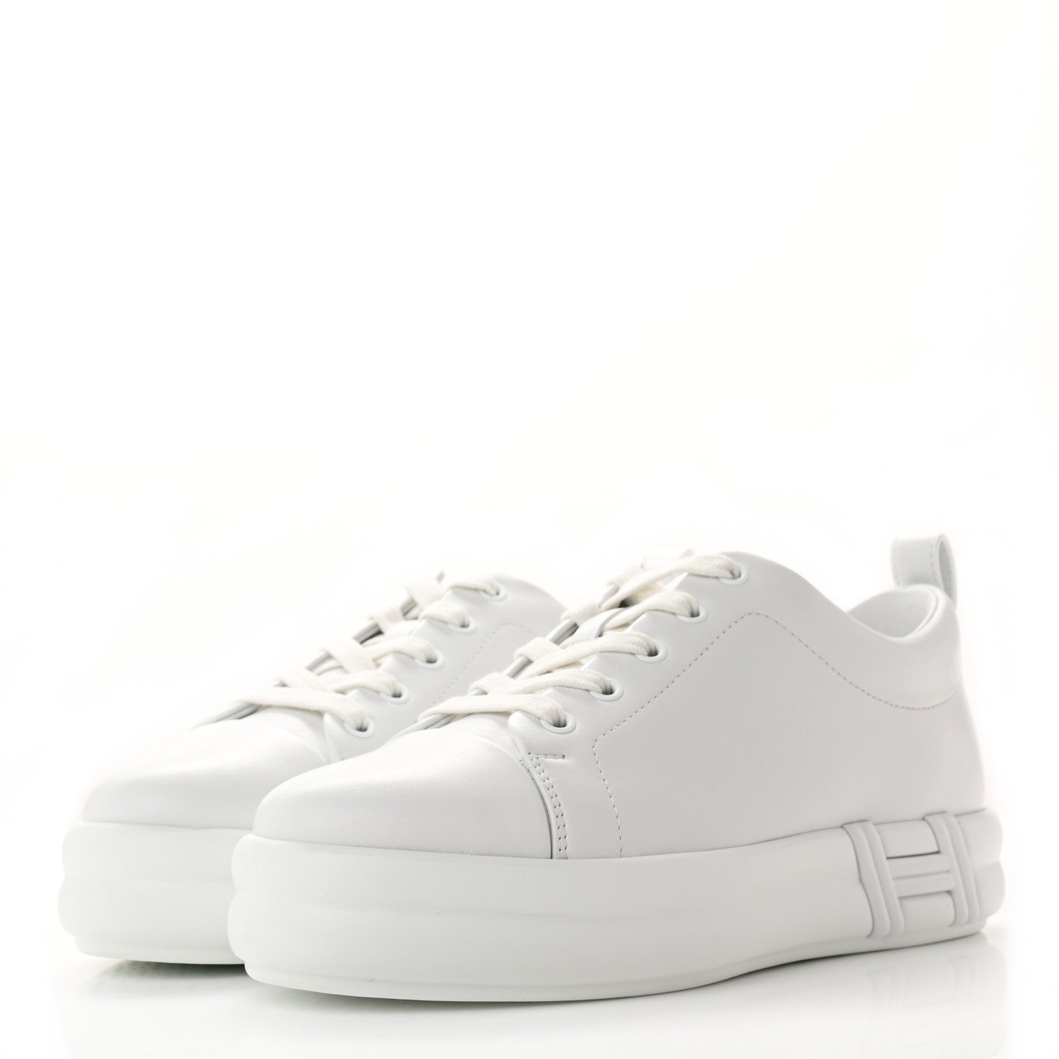 Hermes Calfskin Womens Happy Sneakers 37.5 White 3 of 10