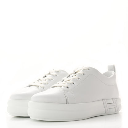Hermes Calfskin Womens Happy Sneakers 37.5 White 3 of 10