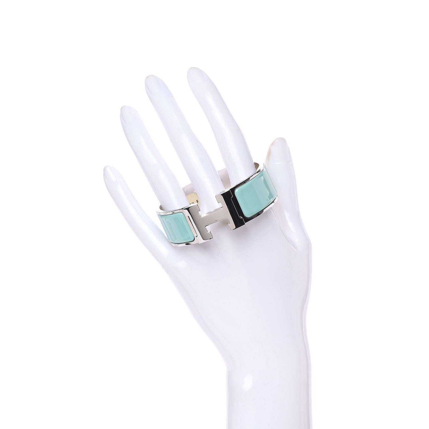 Hermes Enamel Wide Clic Clac H Bracelet PM Lagon 2 of 6