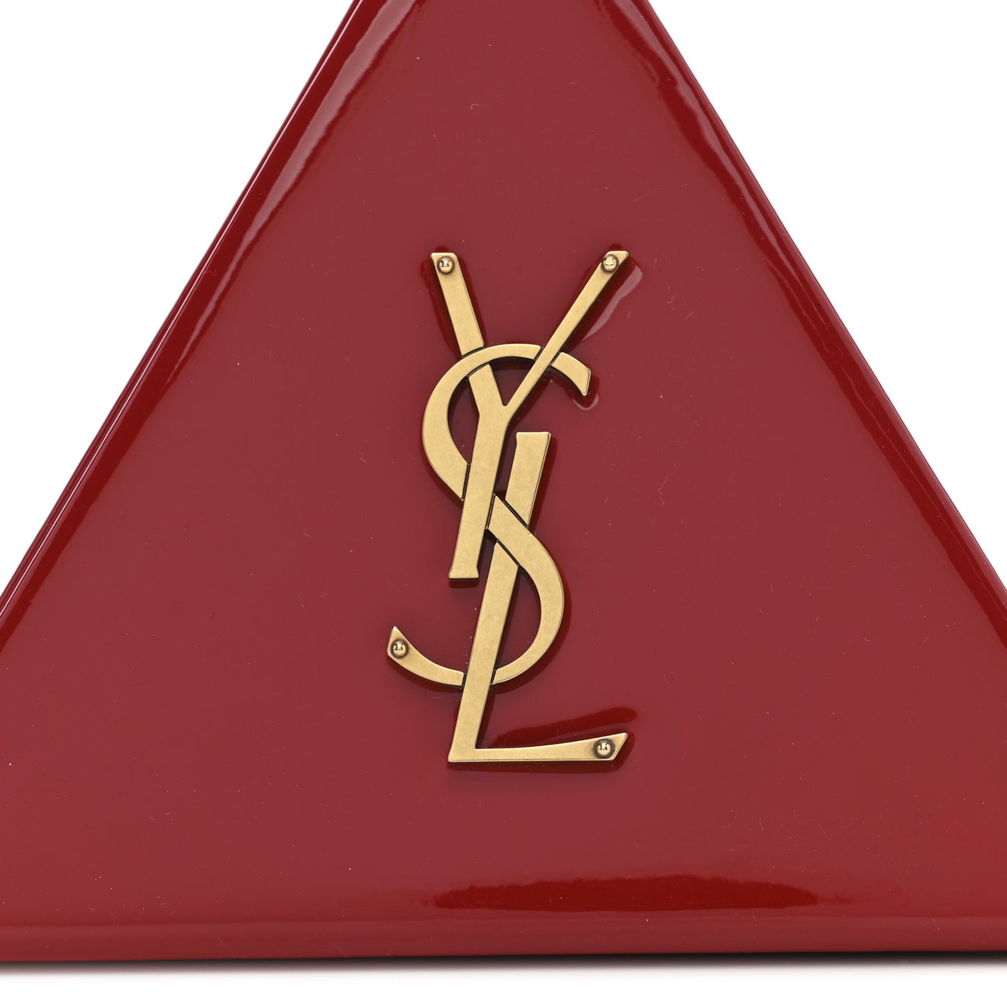 Patent Pyramid Clutch Rouge