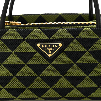 Prada Jacquard Triangolo Symbole Embroidered Small Shoulder Bag Black Edera 10 of 12