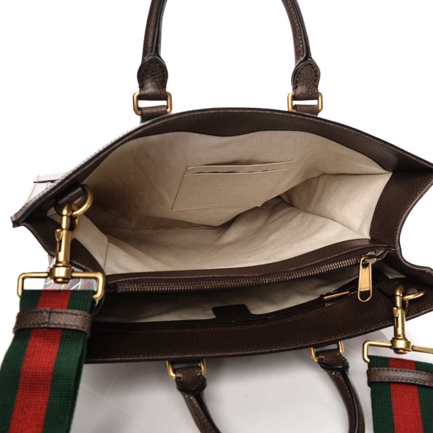 GG Supreme Monogram Chevron Web Vertical Tote Beige Green Red New Acero