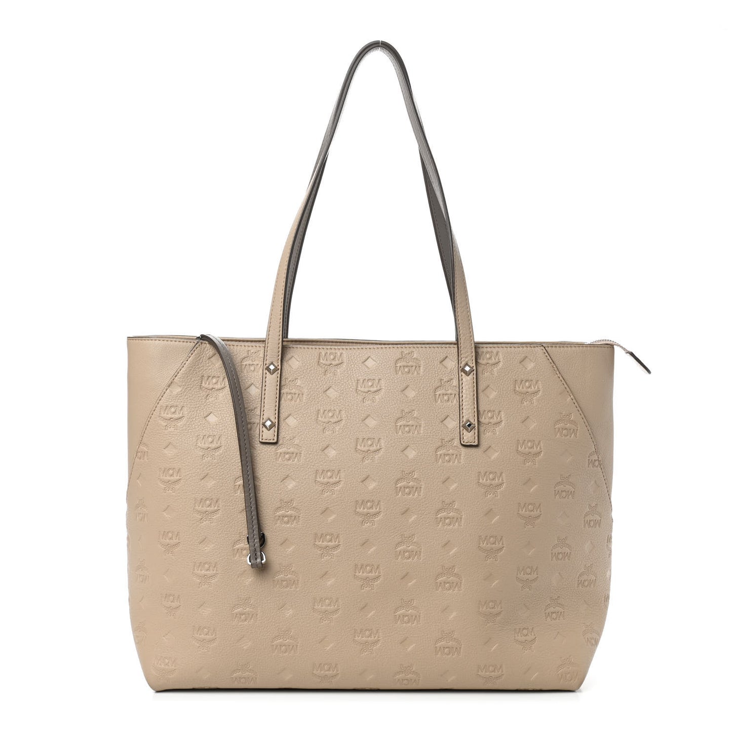 Calfskin Ottomar Monogram Medium Klara Top Zip Tote New Beige