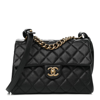 Chanel Shiny Sheepskin Quilted Small Trapezio Flap Black 1 of 6