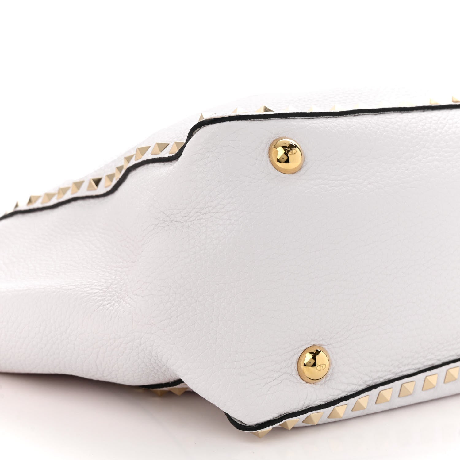 Valentino Garavani Pebbled Calfskin Medium Rockstud Tote White 8 of 10