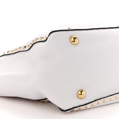 Valentino Garavani Pebbled Calfskin Medium Rockstud Tote White 8 of 10