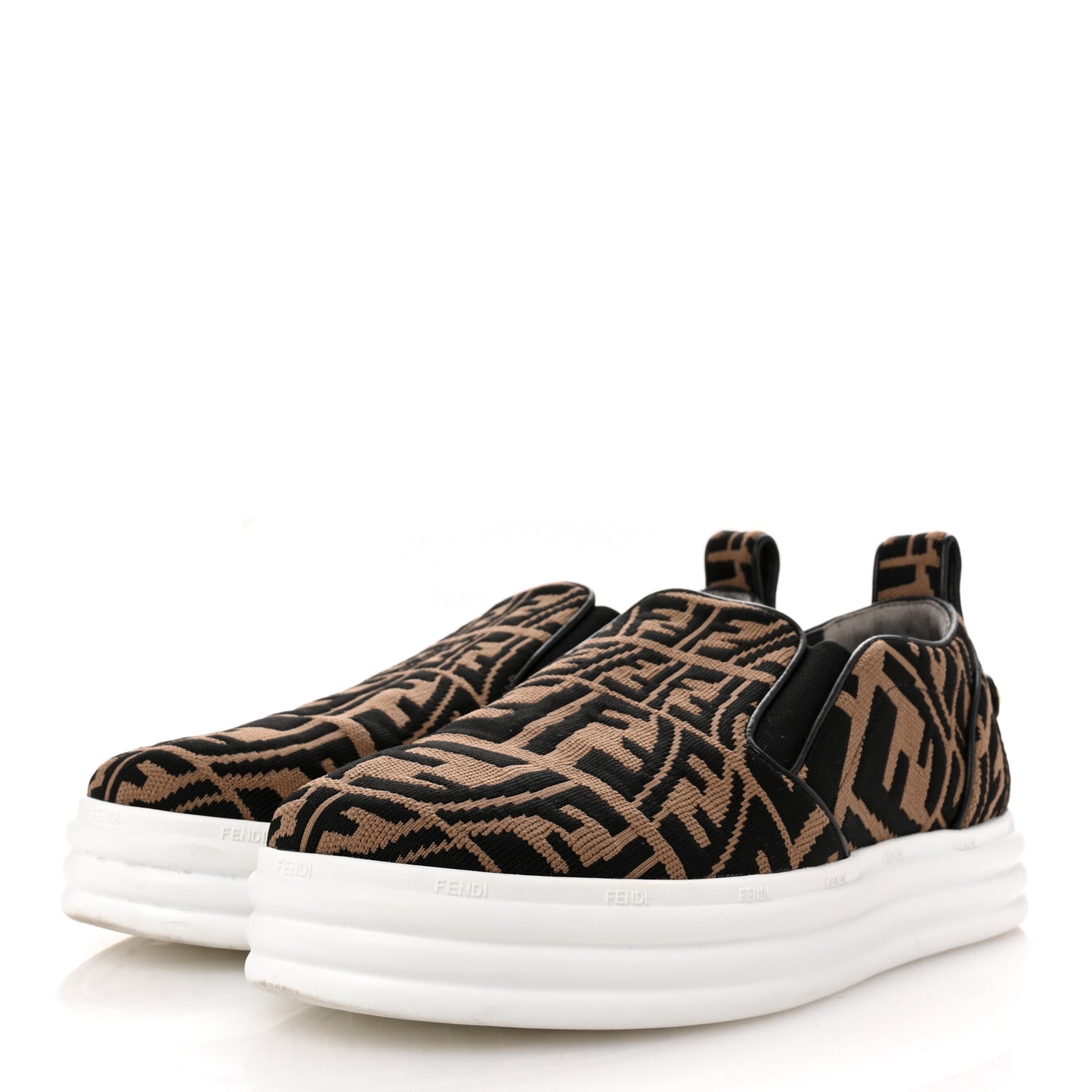 X SARA COLEMAN Canvas FF Vertigo Embroidered Womens Rise Slip On Sneakers 41 Tobacco Black