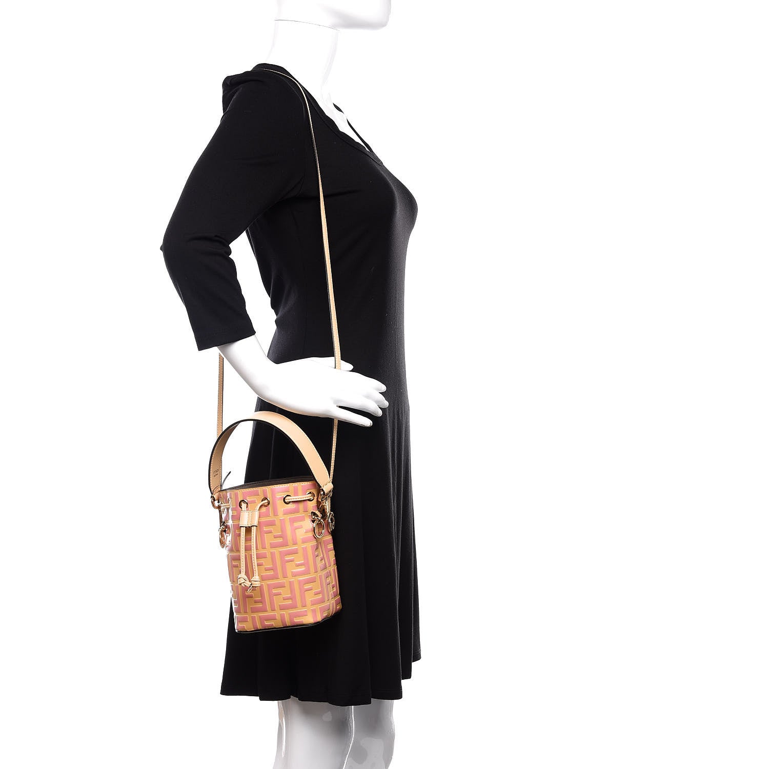Fendi Vitello Liberty F is Fendi Bi-Color FF 1974 Embossed Mini Mon Tresor Bucket Bag Savana Lollypop 3 of 10