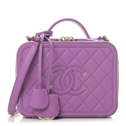 Chanel Caviar Quilted Medium CC Filigree Vanity Case Purple 1 of 12
