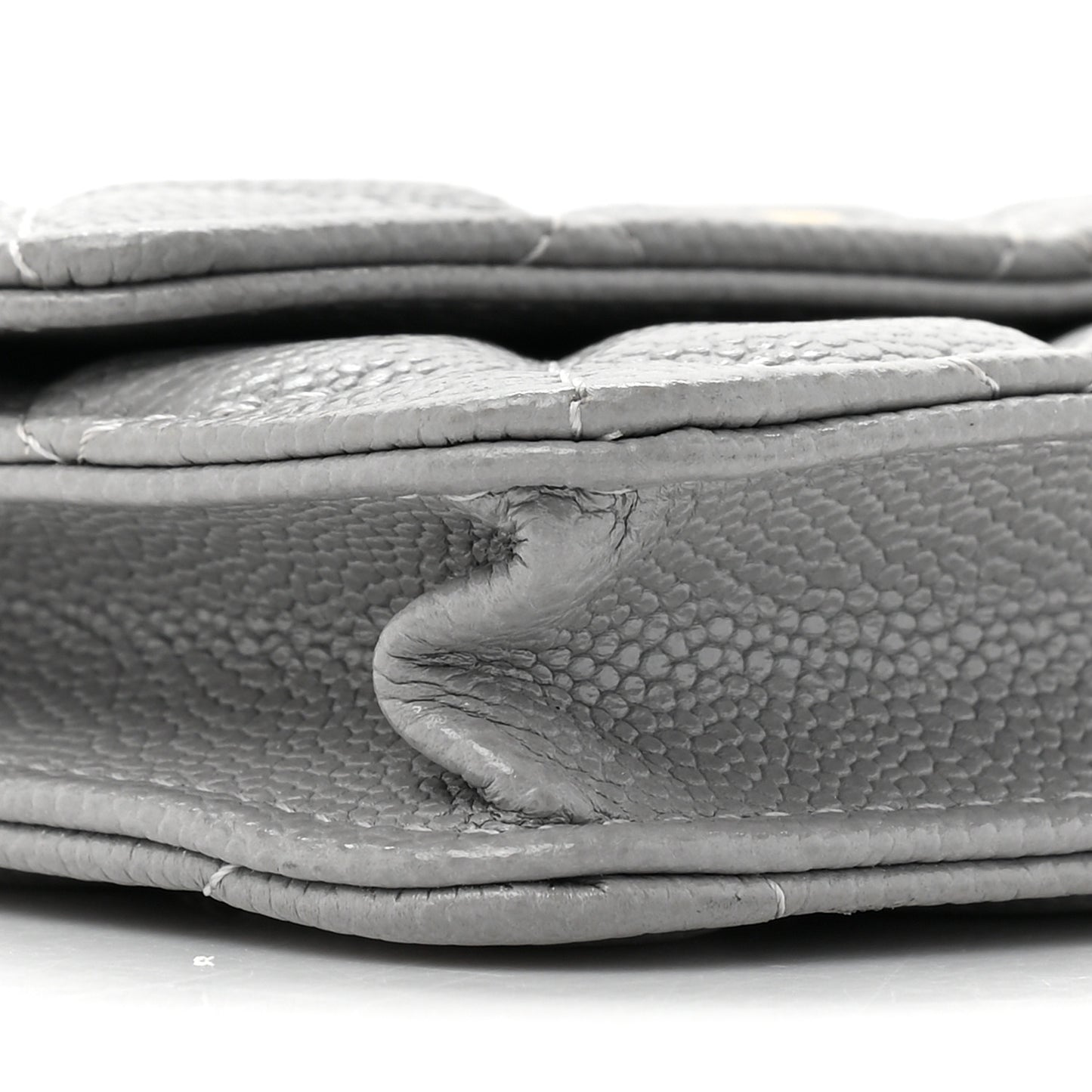 Caviar Quilted Miss Coco Clutch With Chain Grey