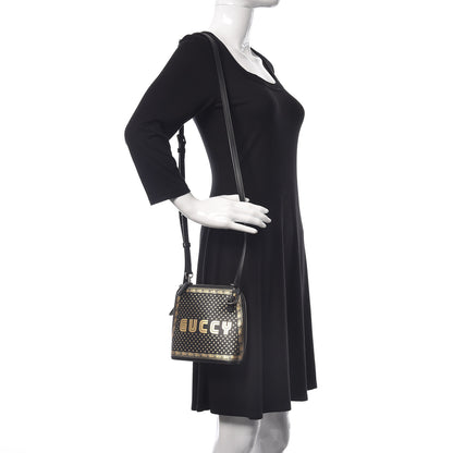 Gucci X SEGA Calfskin GUCCY Stars Mini Dome Shoulder Bag Black Gold 2 of 9