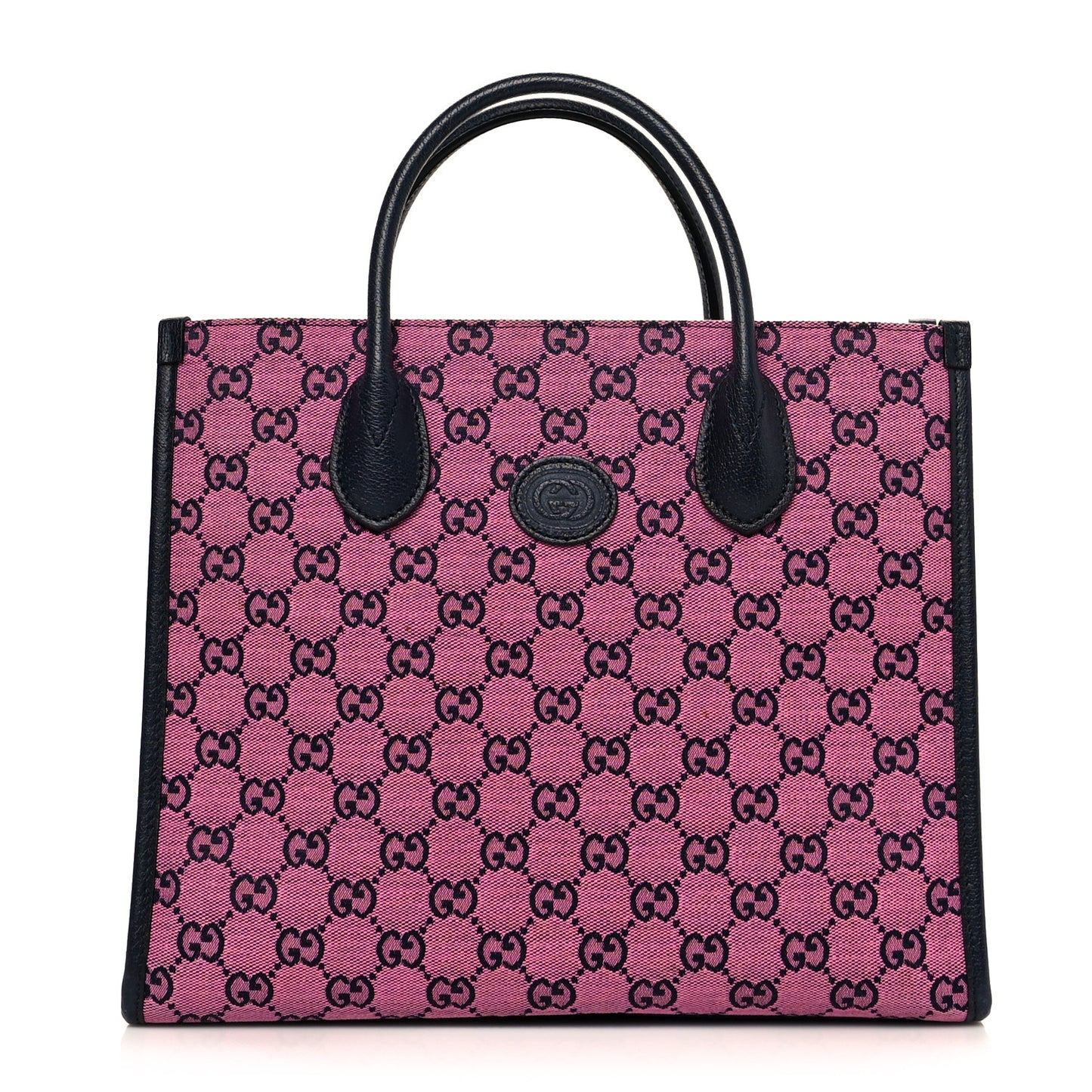Monogram Multicolor Textured Dollar Calfskin Small Retro Interlocking G Tote Bag Pink Blue