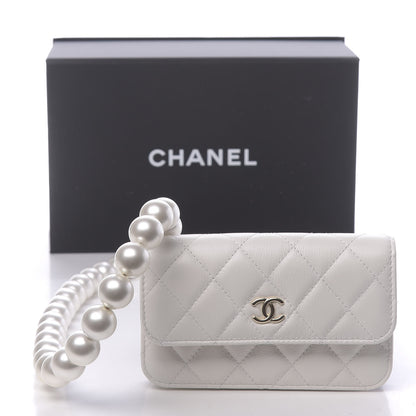 Chanel Calfskin Quilted Pearl Clutch With Chain White 12 of 12
