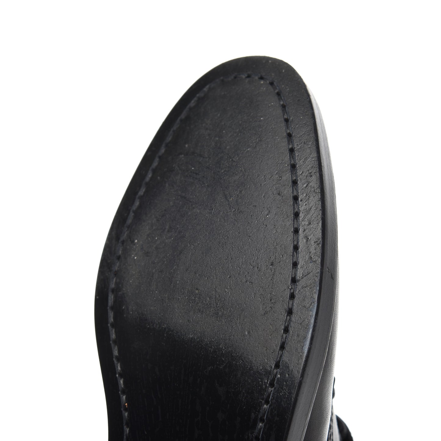 Smooth Calfskin Studded Strap Rangers Boots 37.5 Black