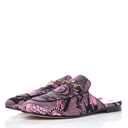Gucci Silk Satin Saint Romain Womens Princetown Slippers 39.5 Pink Black 3 of 10