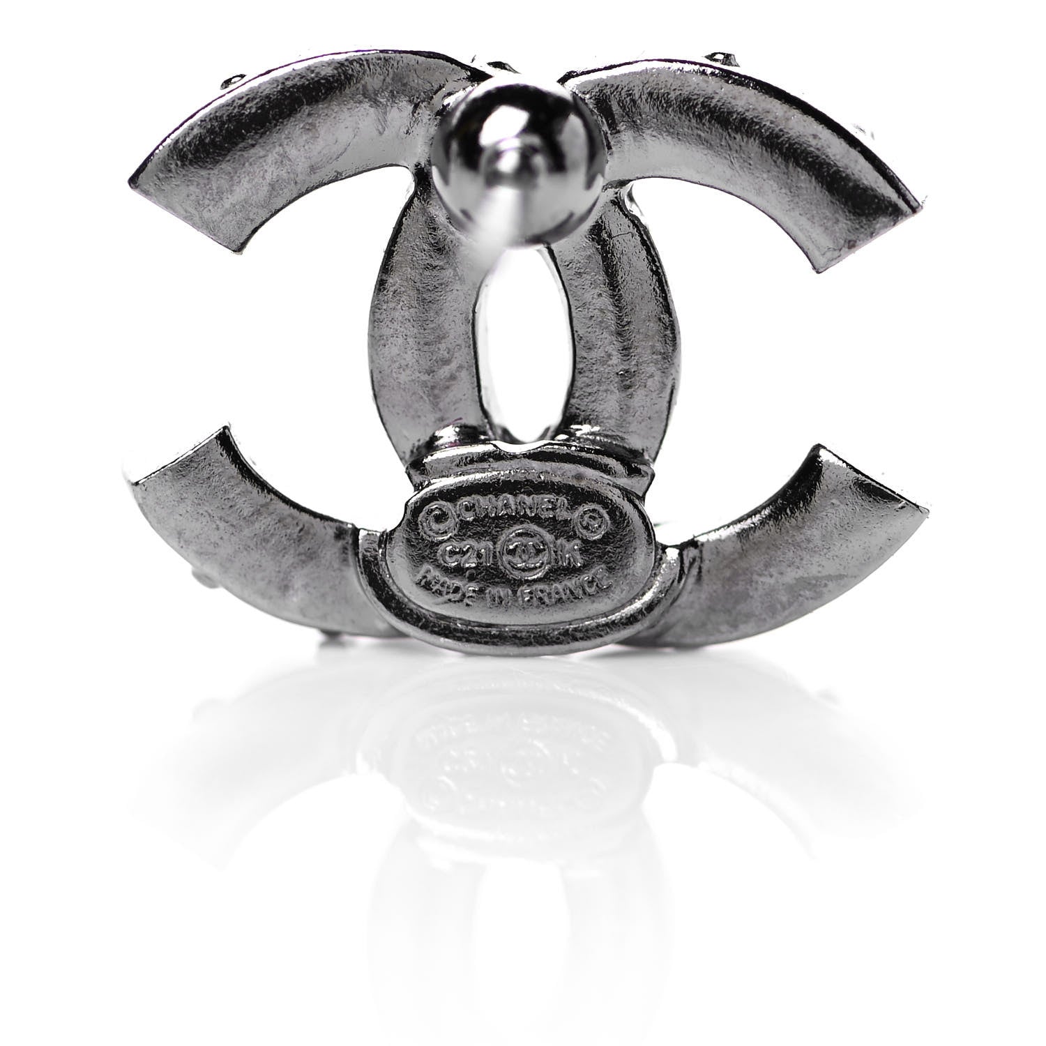 Chanel Crystal CC Earrings Silver 4 of 4