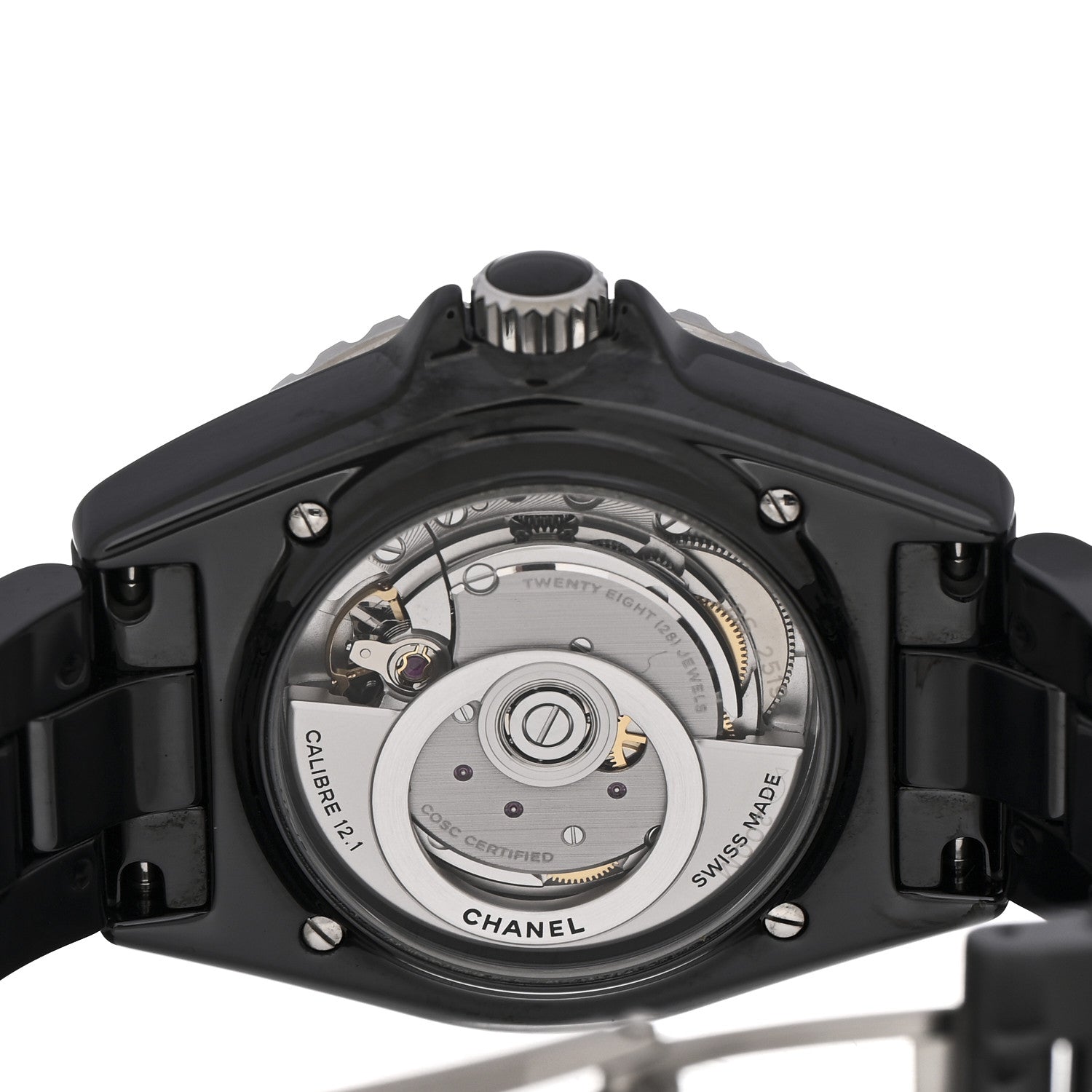 Chanel Stainless Steel Ceramic Diamond 38mm J12 Automatic Watch Black 4 of 5