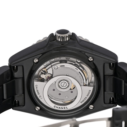 Chanel Stainless Steel Ceramic Diamond 38mm J12 Automatic Watch Black 4 of 5
