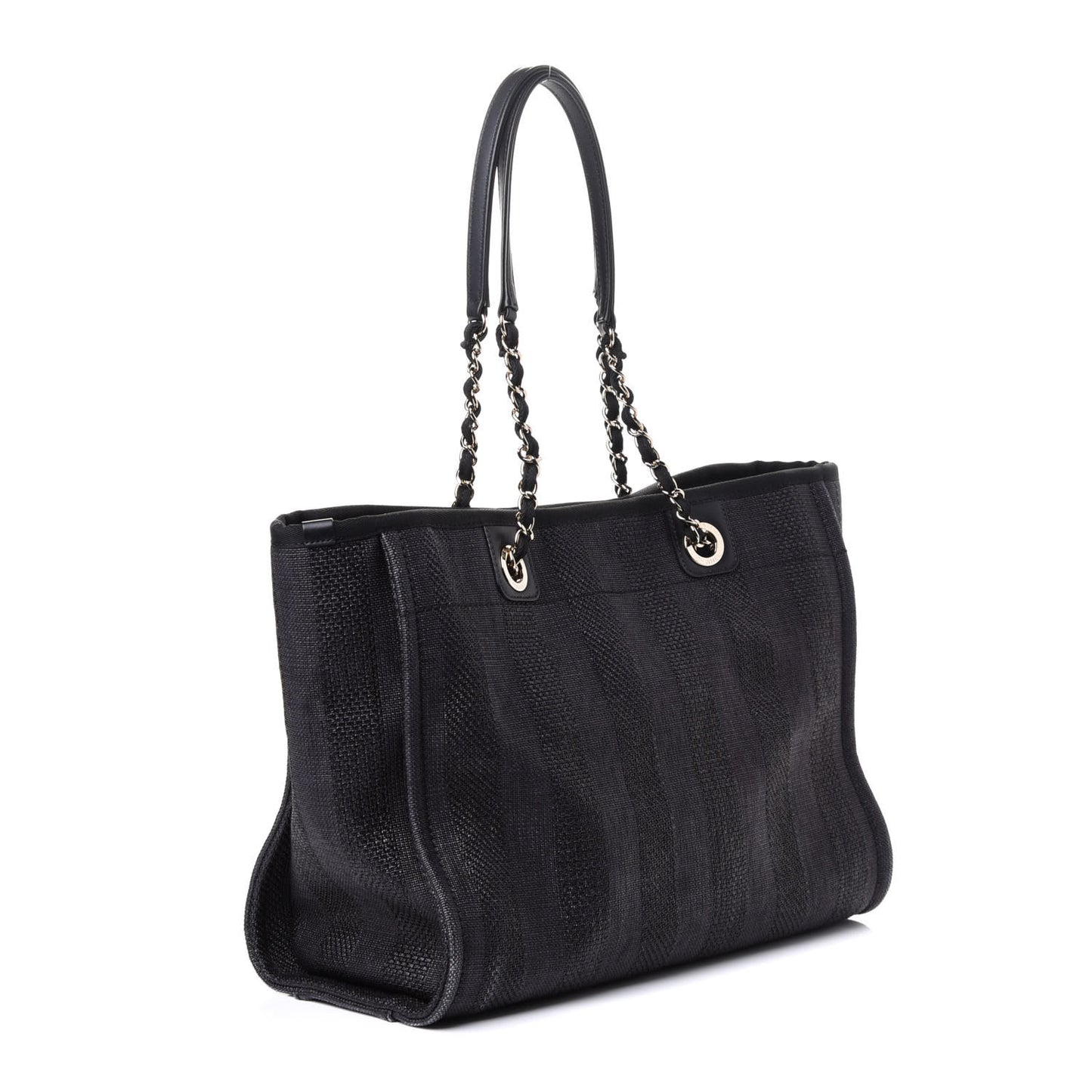 Mixed Fibers Striped Small Deauville Tote Black